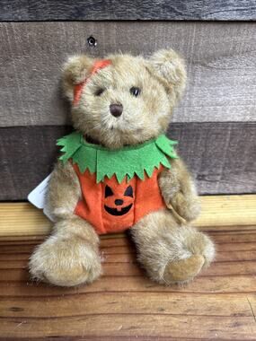 Jackie Lantern by Jerry Elsner #2485 Stuffed Plush Bear Pumpkin With Tags